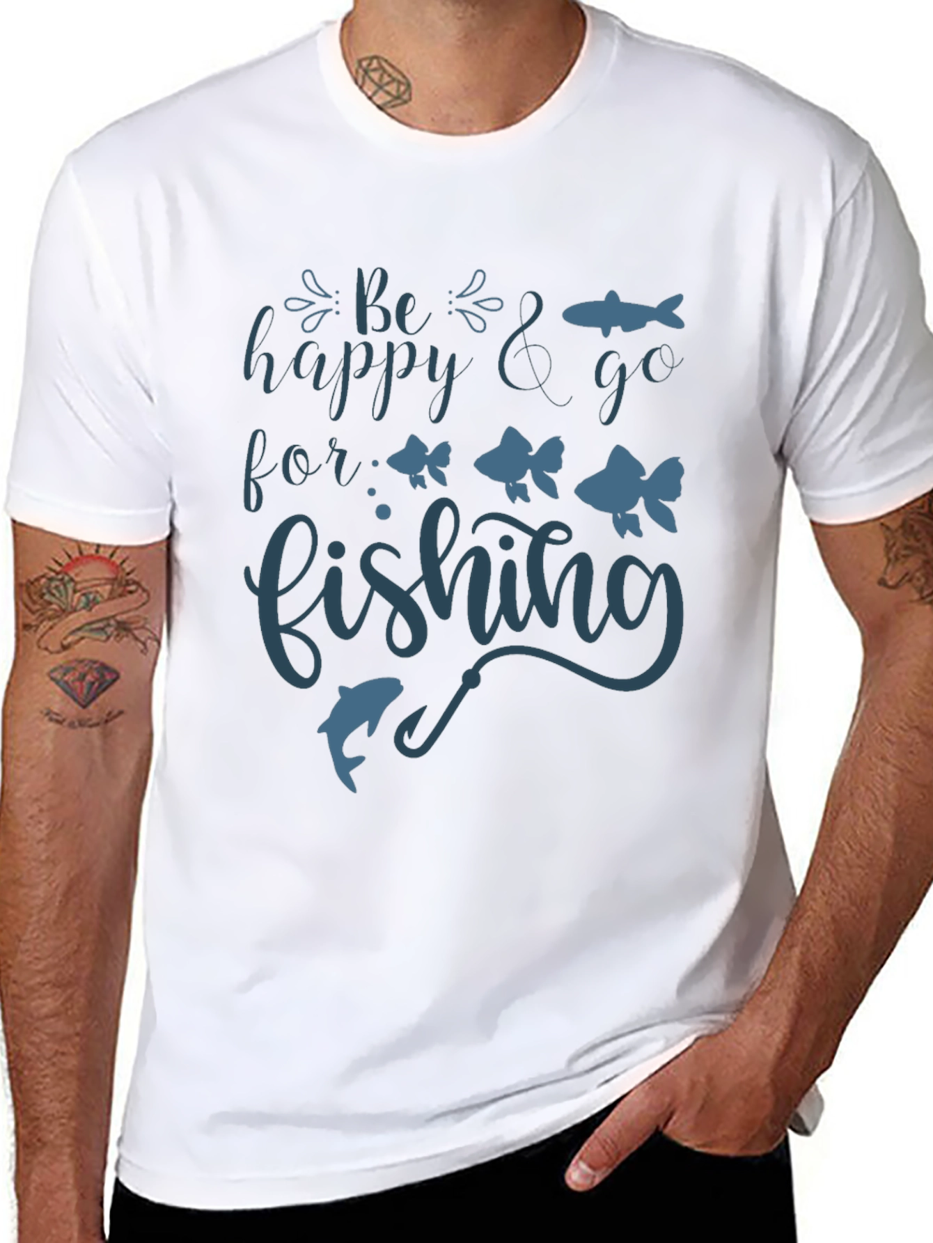 Be Happy Go Fishing Graphic Tee