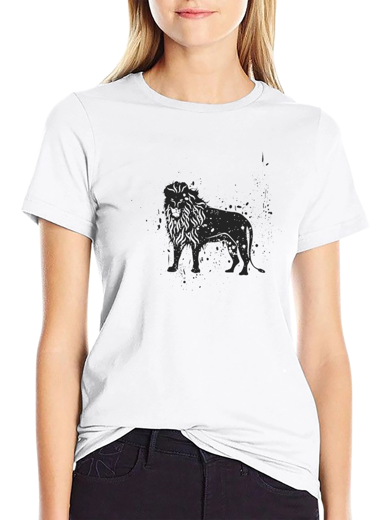 Lion Graphic Print Black T-Shirt