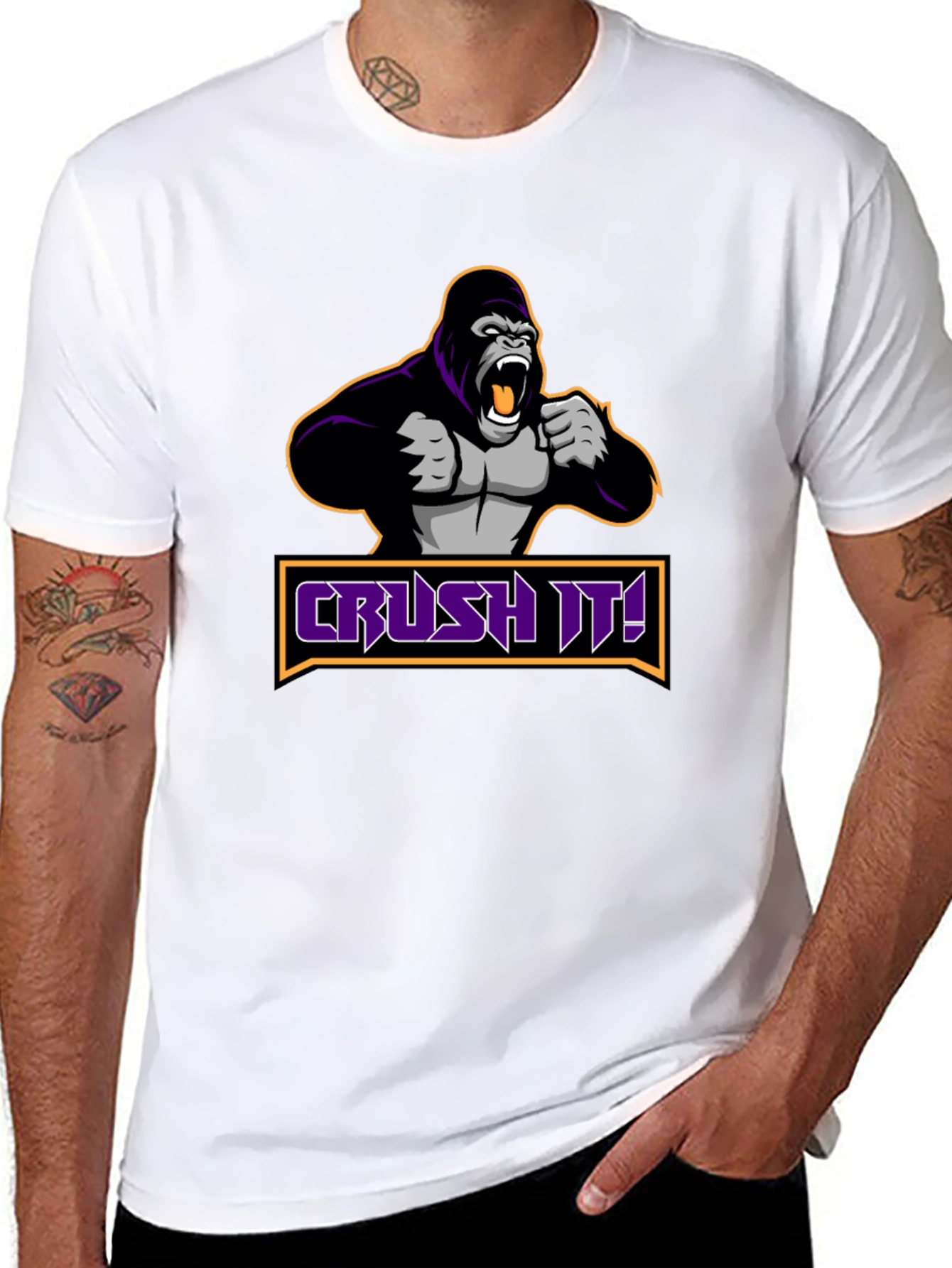 Crush It Gorilla Graphic Black T-Shirt