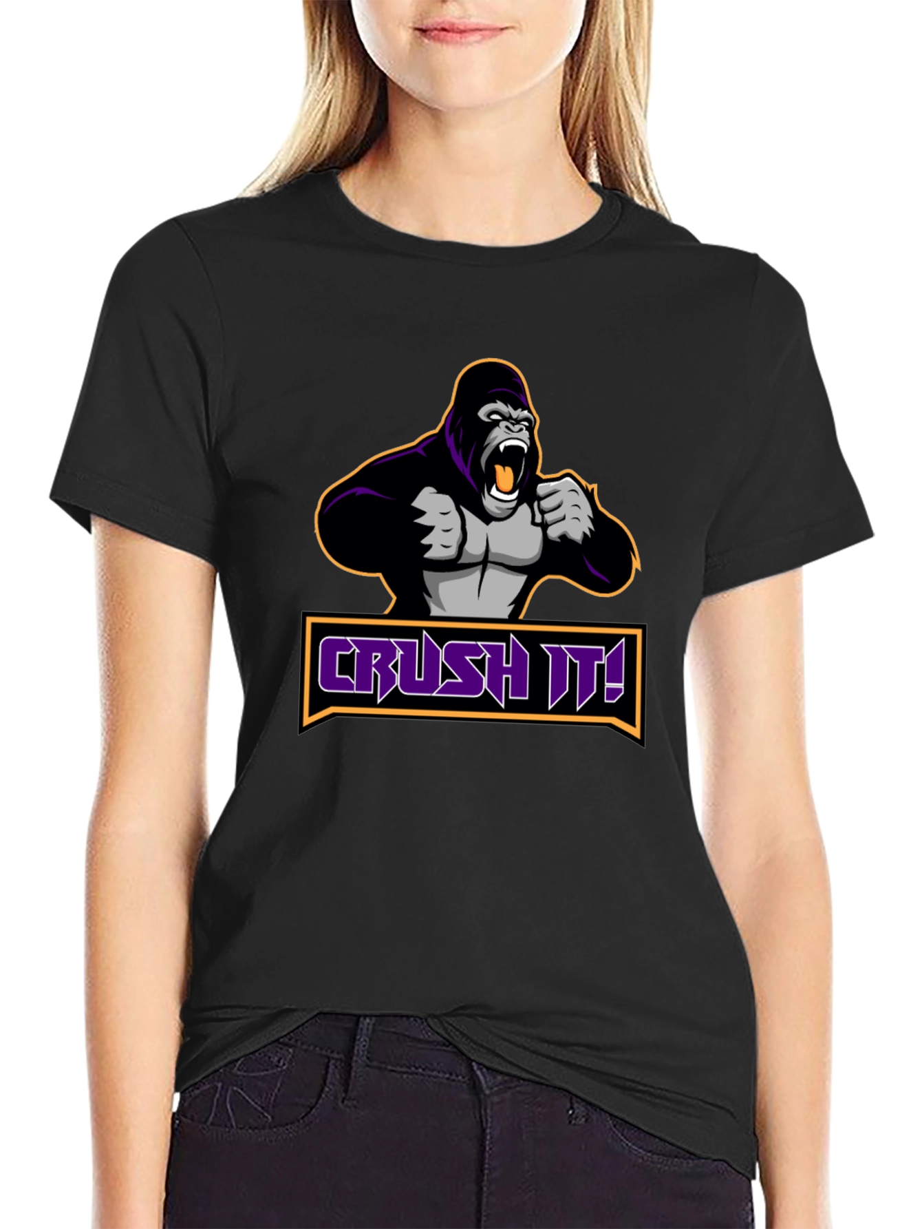 Crush It Gorilla Graphic Black T-Shirt