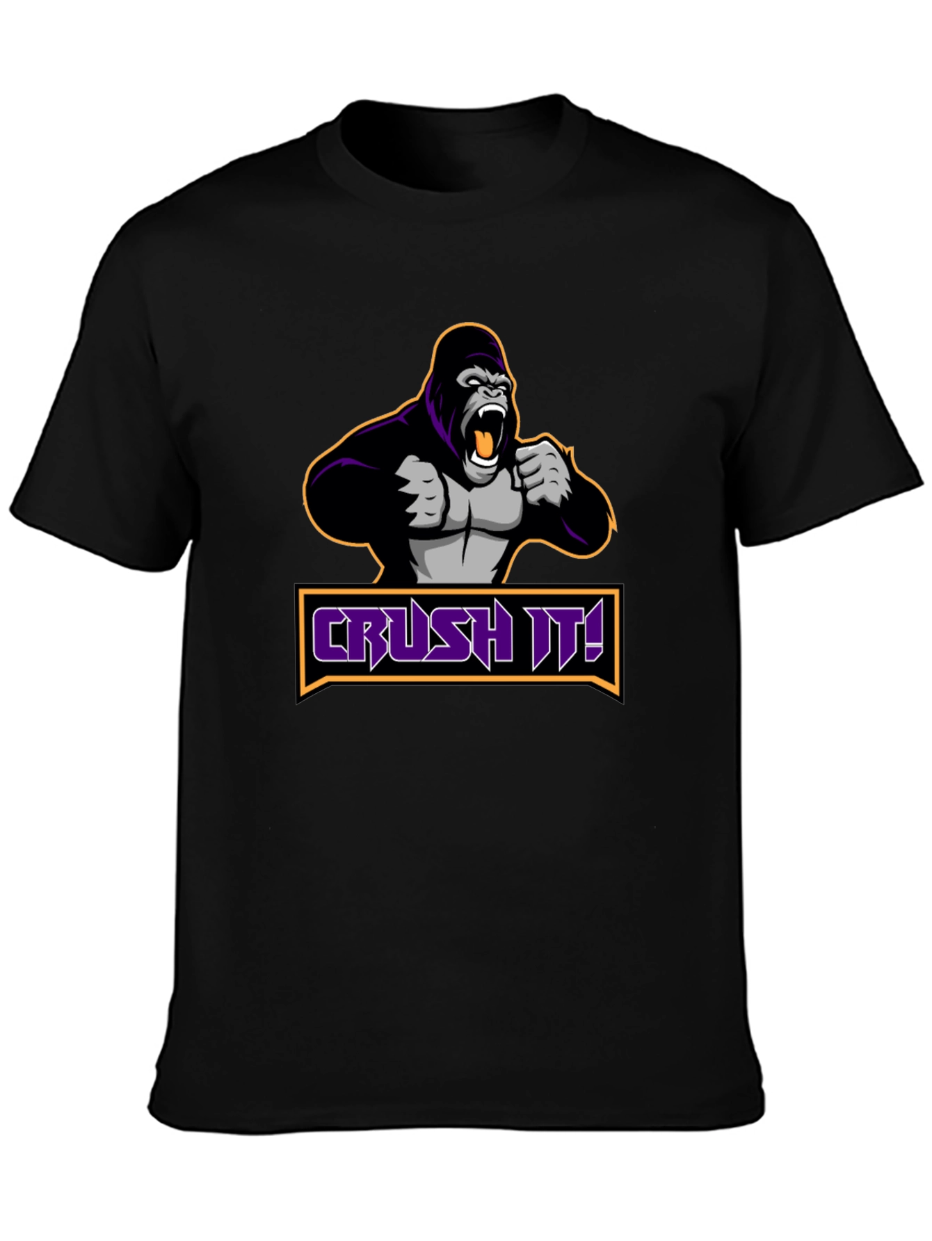 Crush It Gorilla Graphic Black T-Shirt