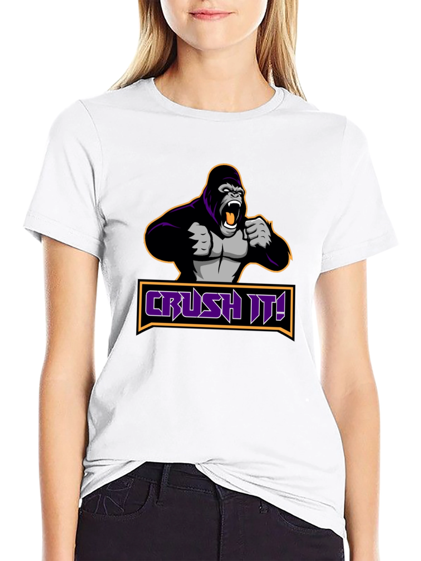 Crush It Gorilla Graphic Black T-Shirt