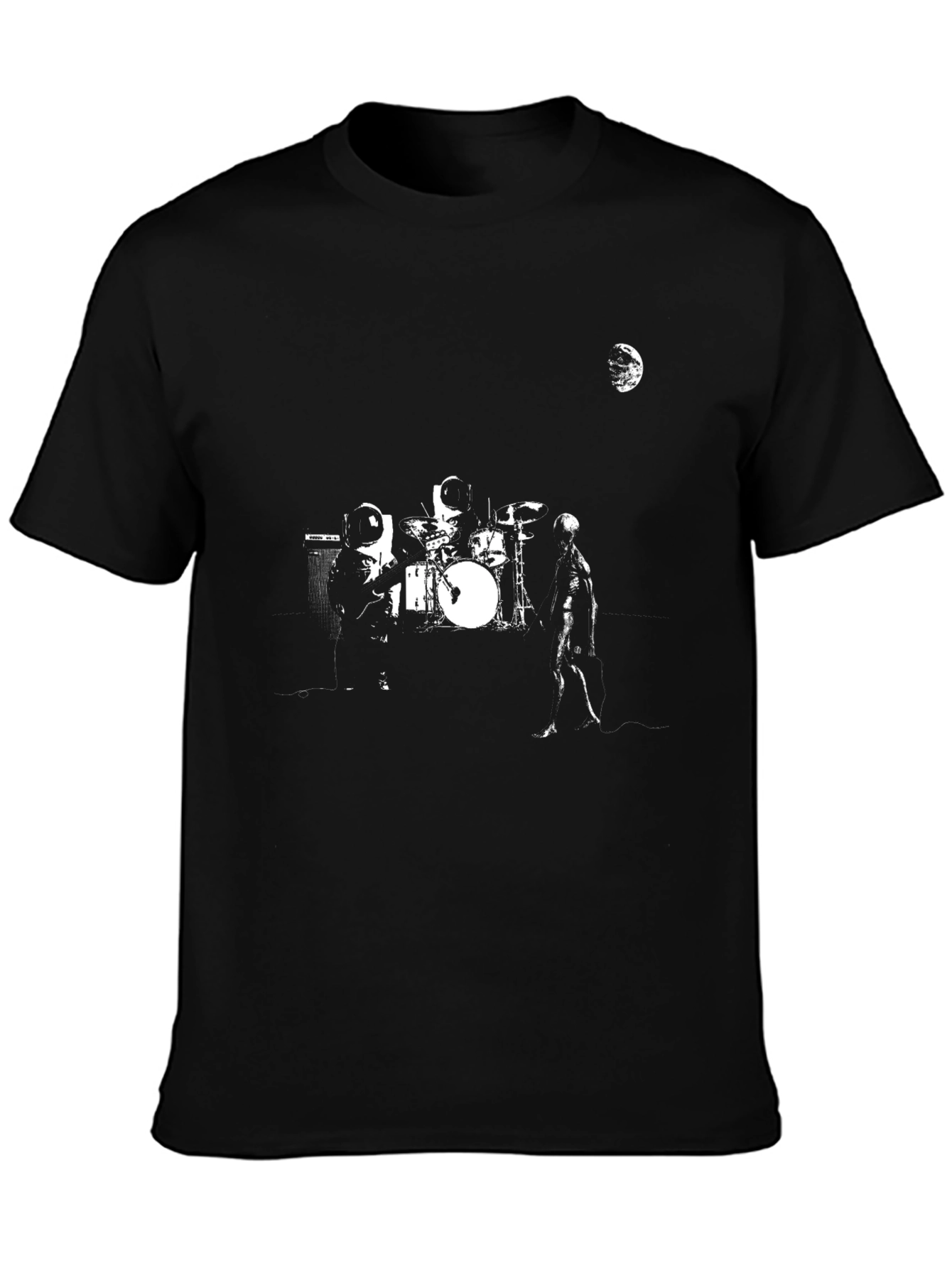 Astronaut Band T-Shirt - Black Graphic Tee