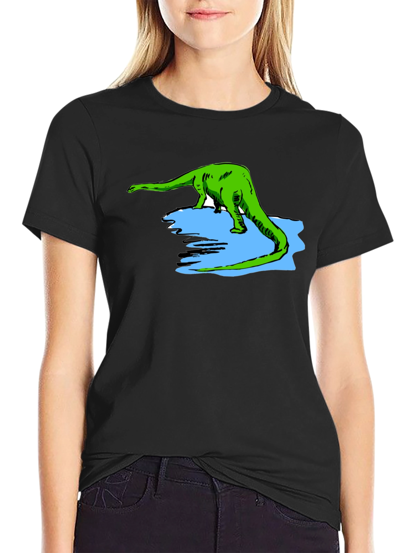 Dinosaur Graphic T-Shirt - Black Cotton Tee