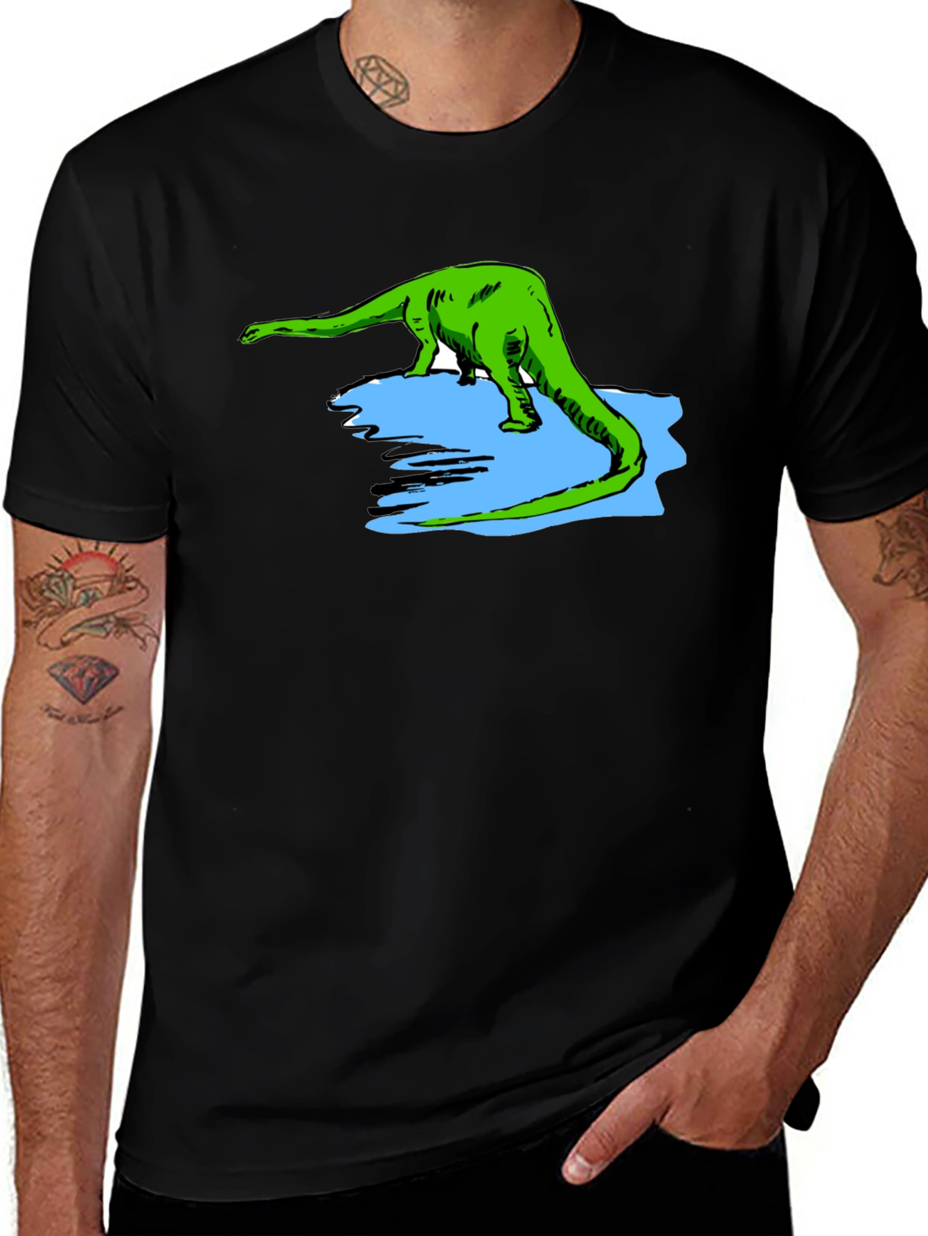 Dinosaur Graphic T-Shirt - Black Cotton Tee