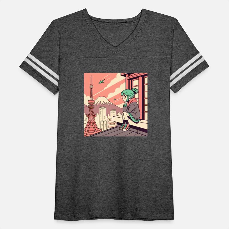 Urban Poetry: Japanese Cityscape with Anime Girl