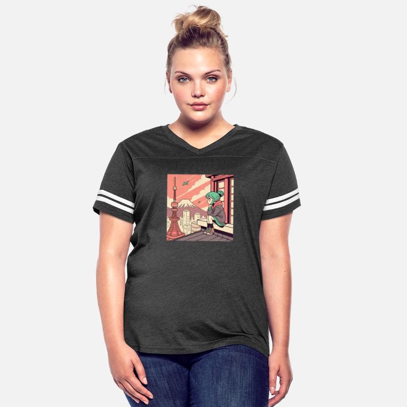 Urban Poetry: Japanese Cityscape with Anime Girl