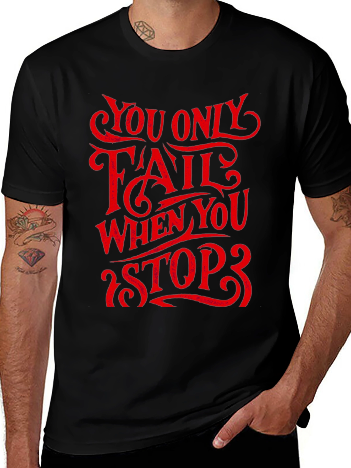 Inspirational Graphic Tee - Never Give Up T-Shirt