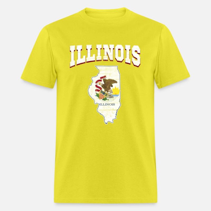 US America State Flag Land Map Illinois