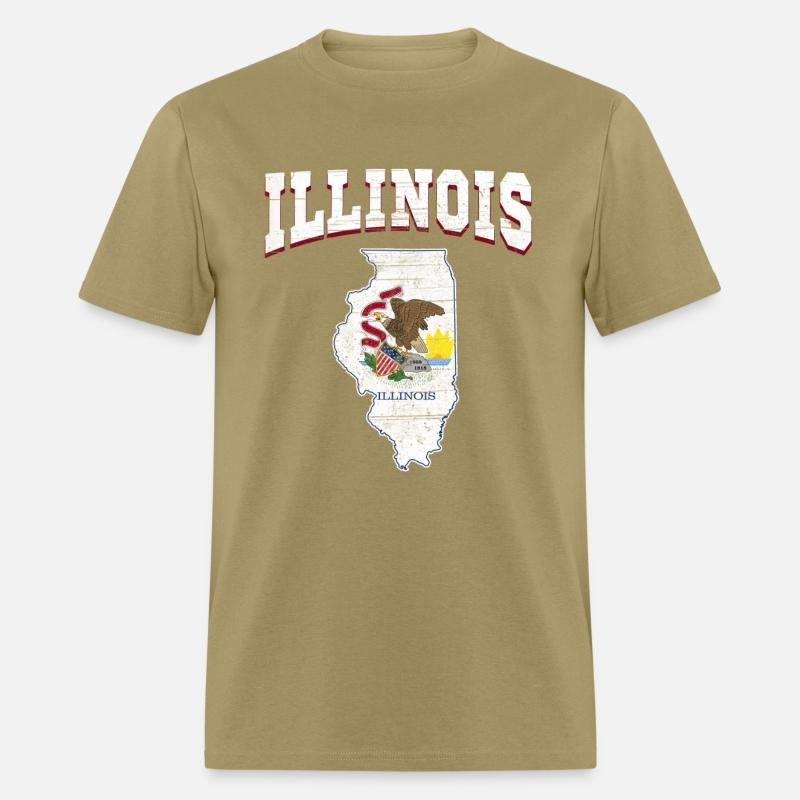 US America State Flag Land Map Illinois