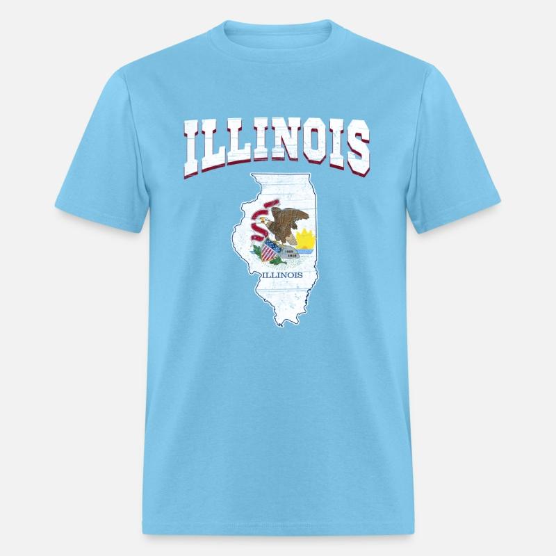 US America State Flag Land Map Illinois