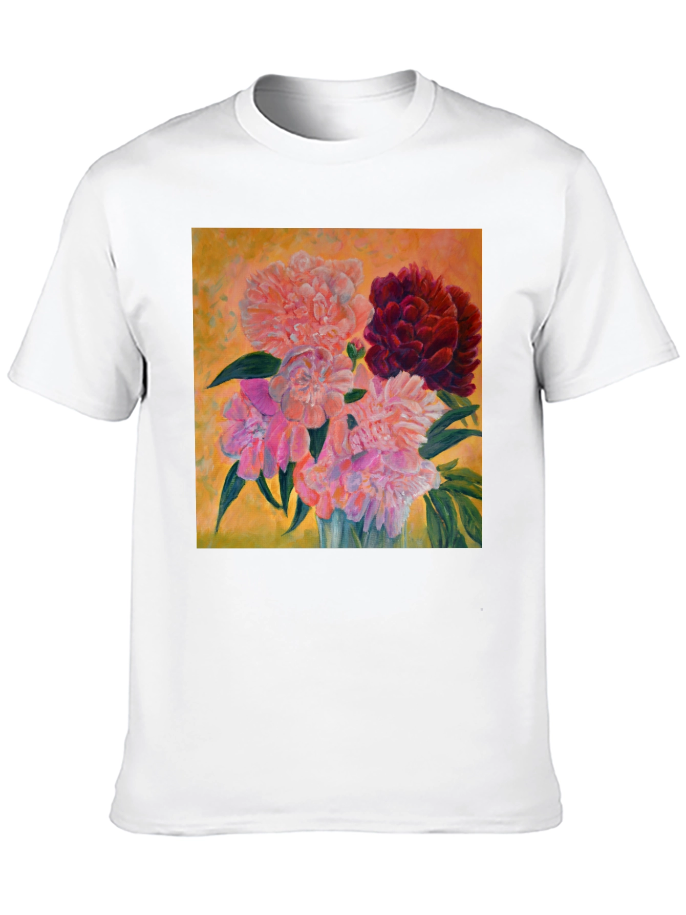 Floral Art T-Shirt - Unique Peony Design