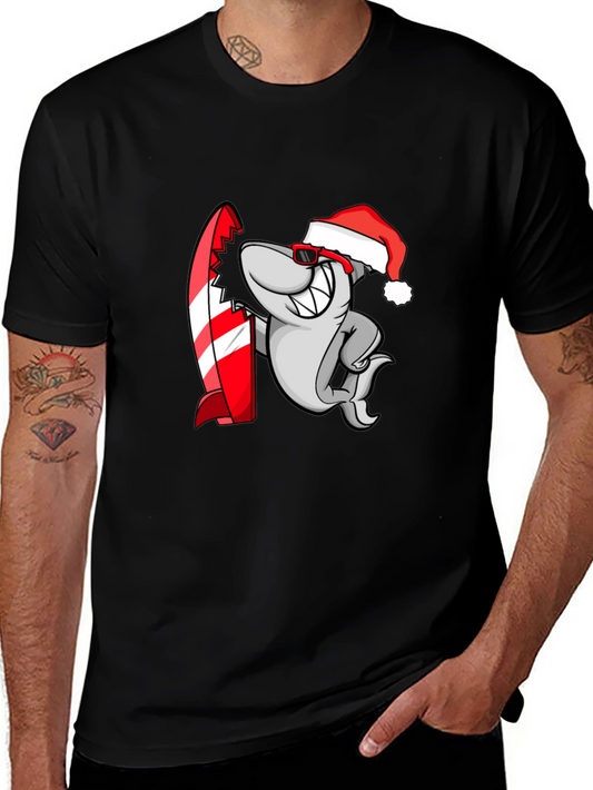 Shark Santa Surfer Graphic Tee