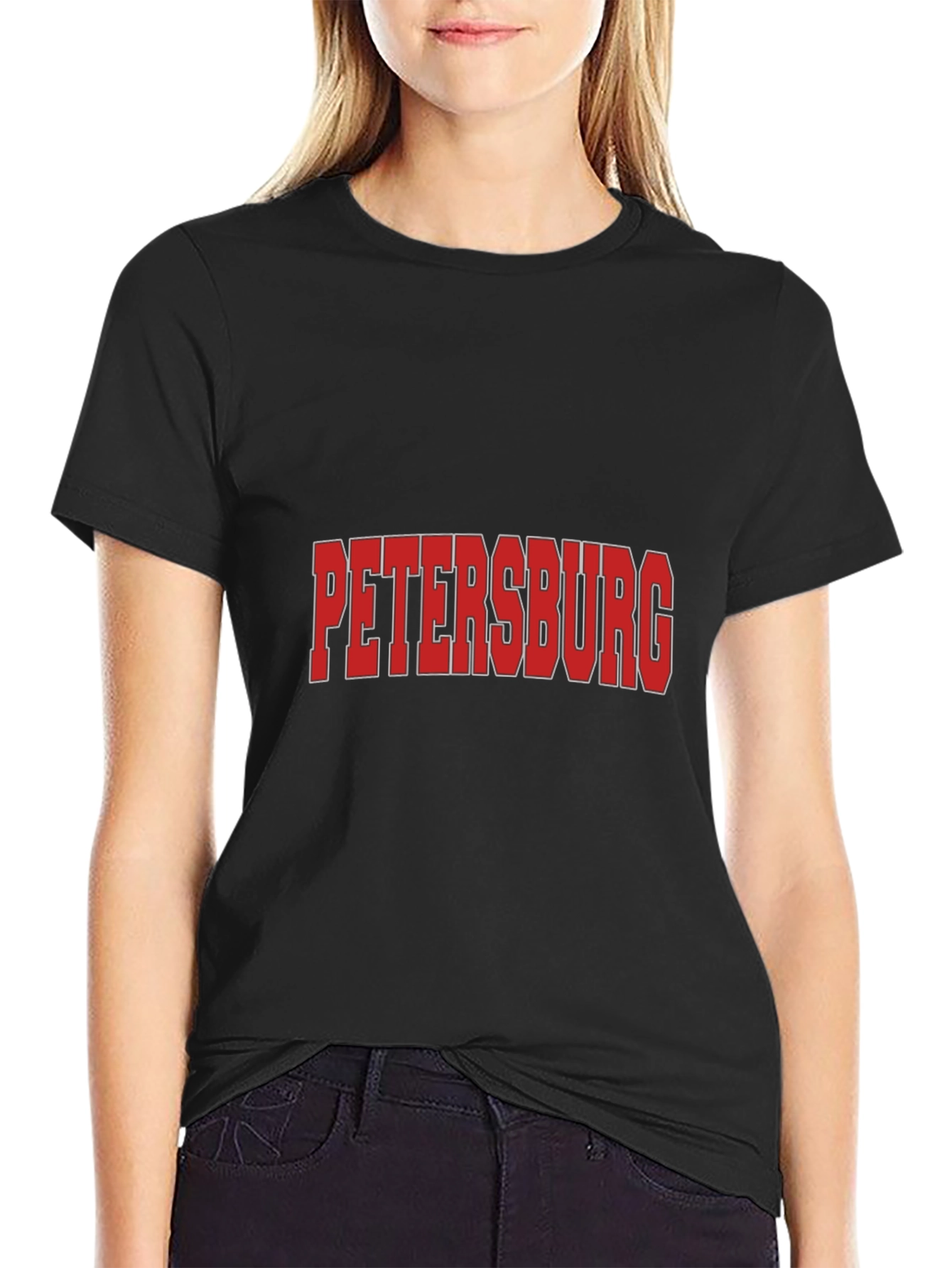 Petersburg Black Graphic T-Shirt - Stylish City Pride!