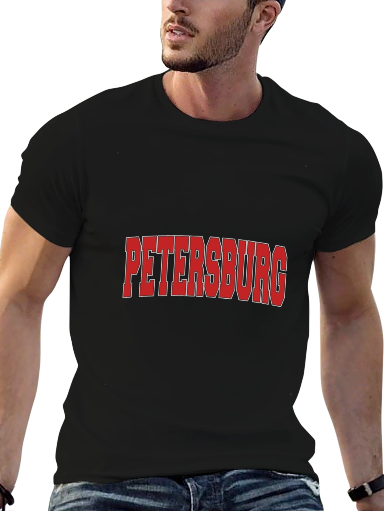 Petersburg Black Graphic T-Shirt - Stylish City Pride!