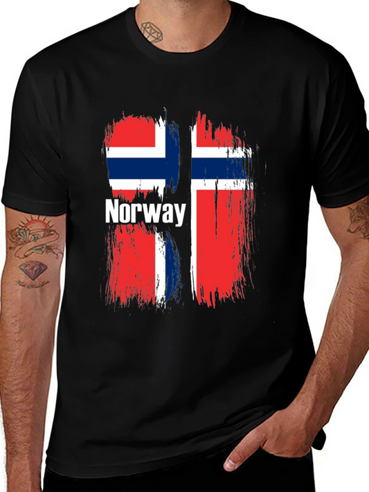Norway Flag Graphic T-Shirt - Black