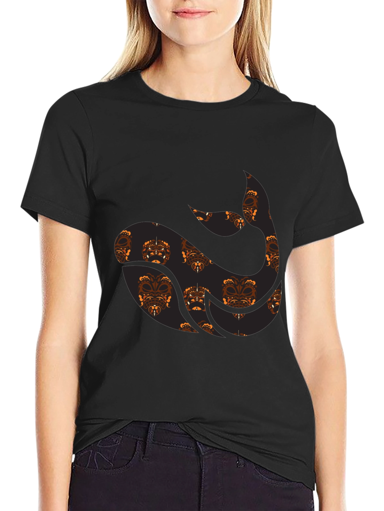 Unique Pattern Black Tee