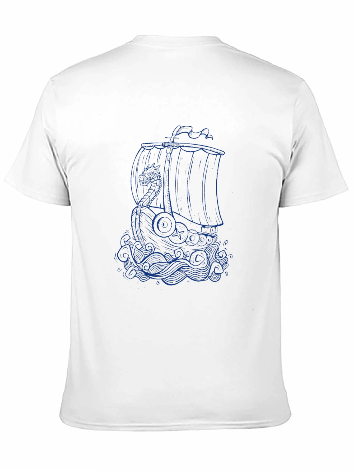Viking Ship Graphic Tee - Black Cotton T-Shirt