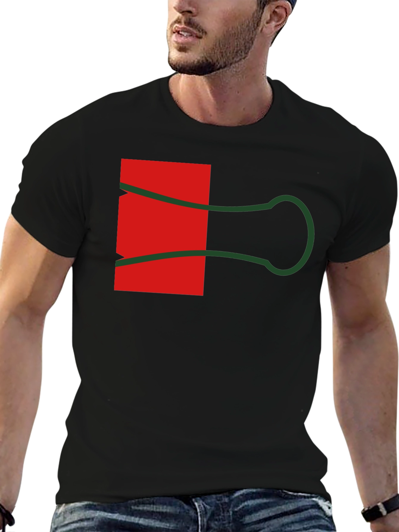 Abstract Paper Clip Graphic Tee - Black