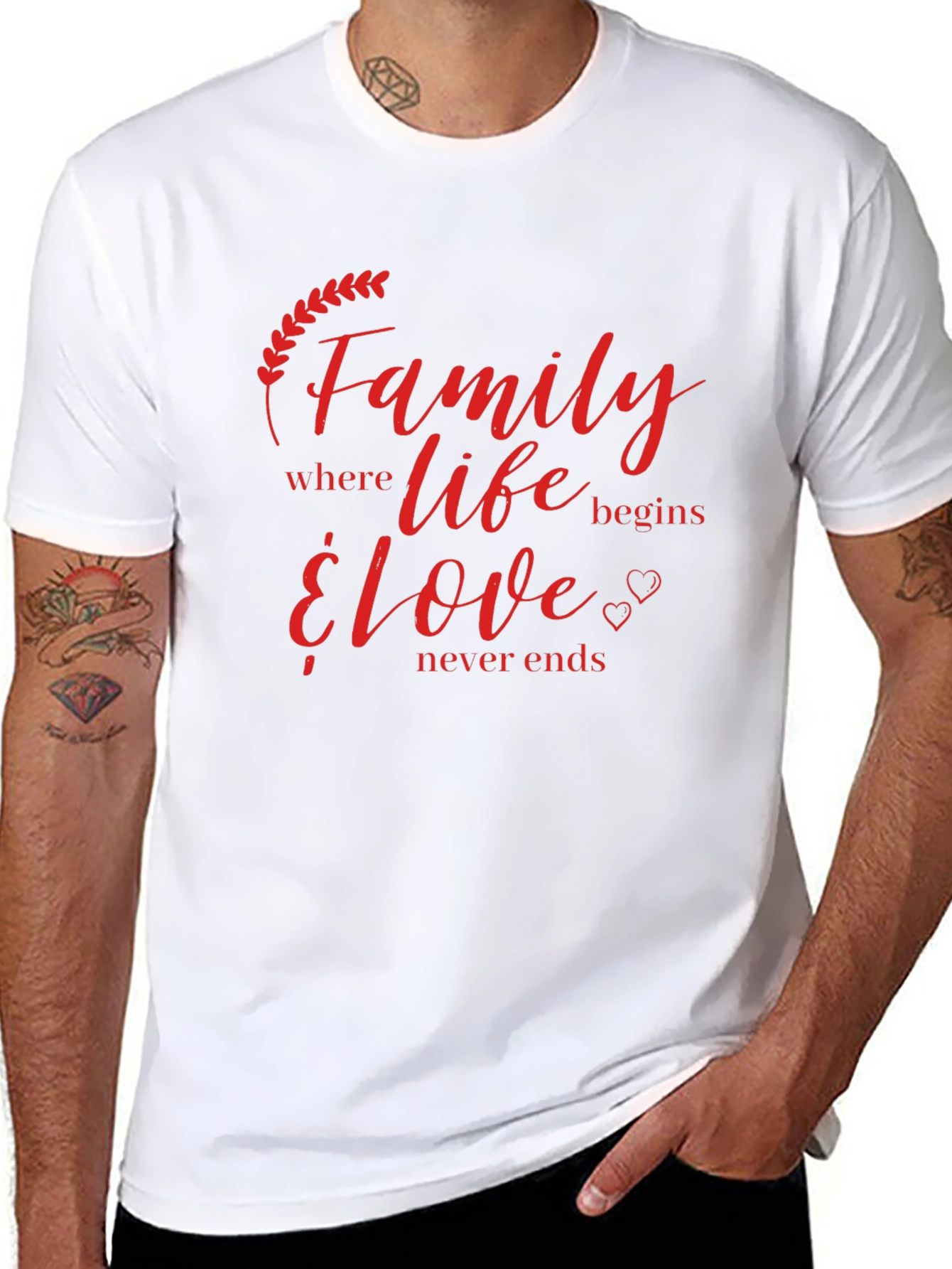 Family Life Begins Love Never Ends Graphic T-Shirt