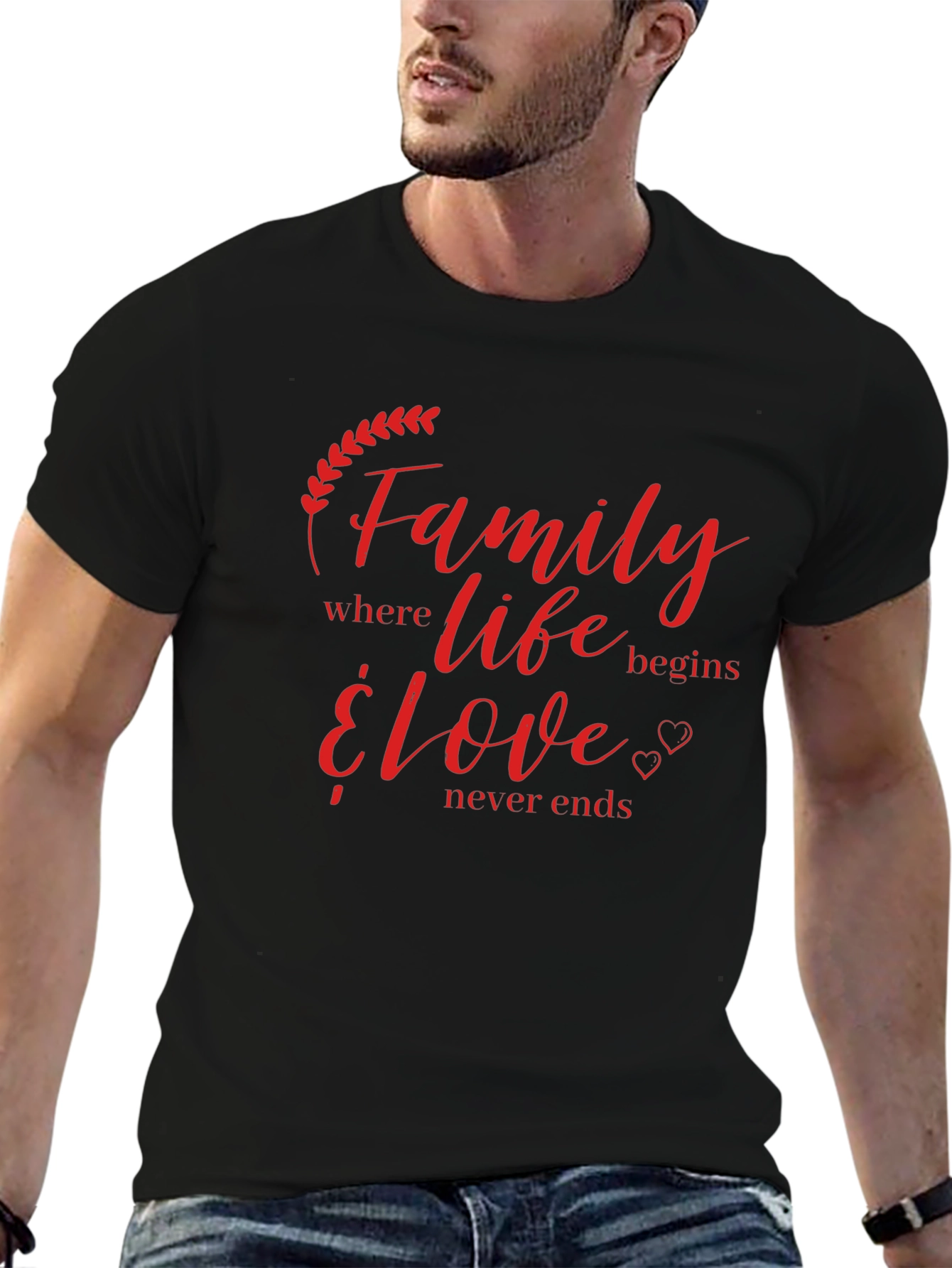 Family Life Begins Love Never Ends Graphic T-Shirt
