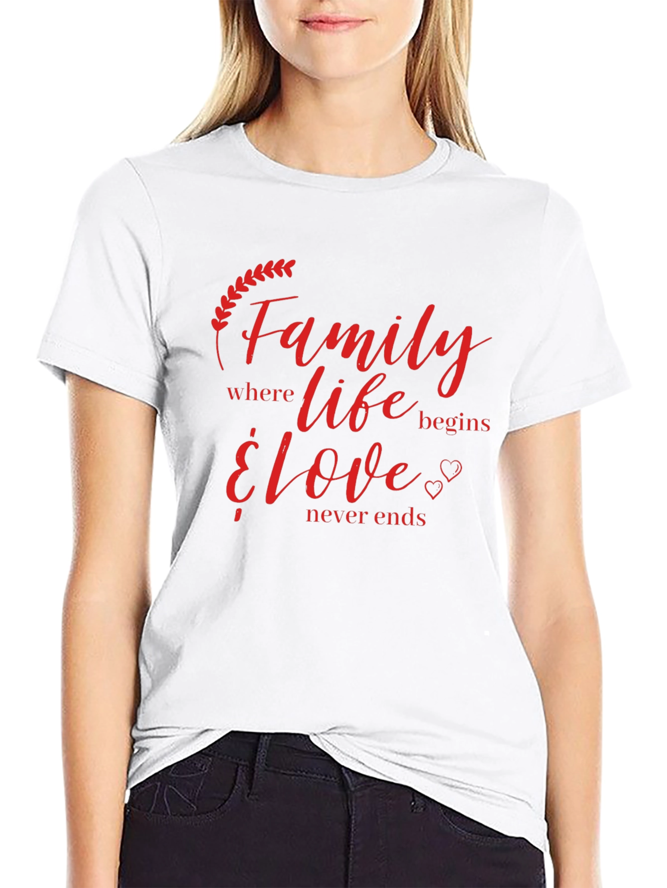 Family Life Begins Love Never Ends Graphic T-Shirt