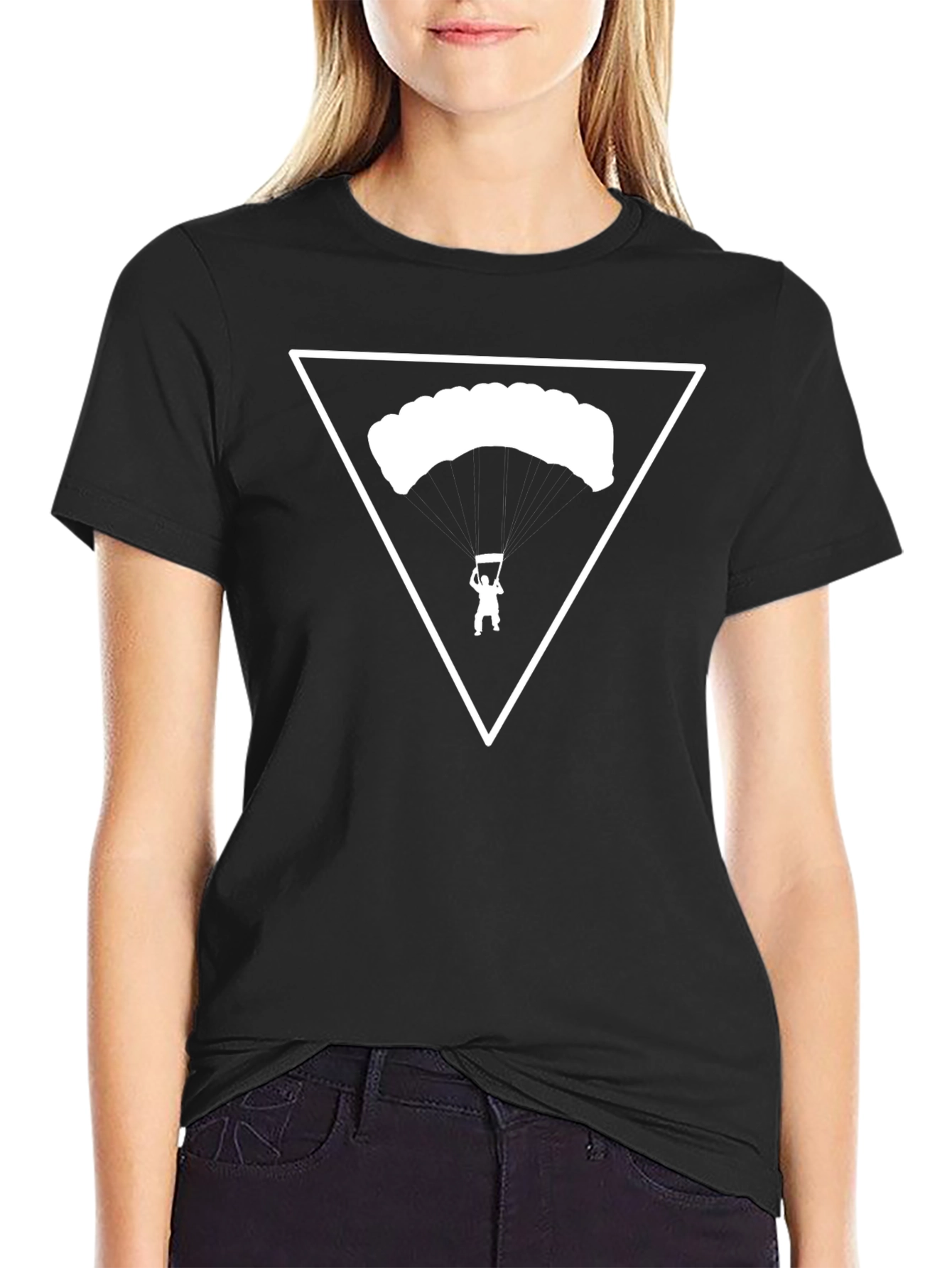 Parachute Triangle Graphic Tee - Stylish Cotton T-Shirt