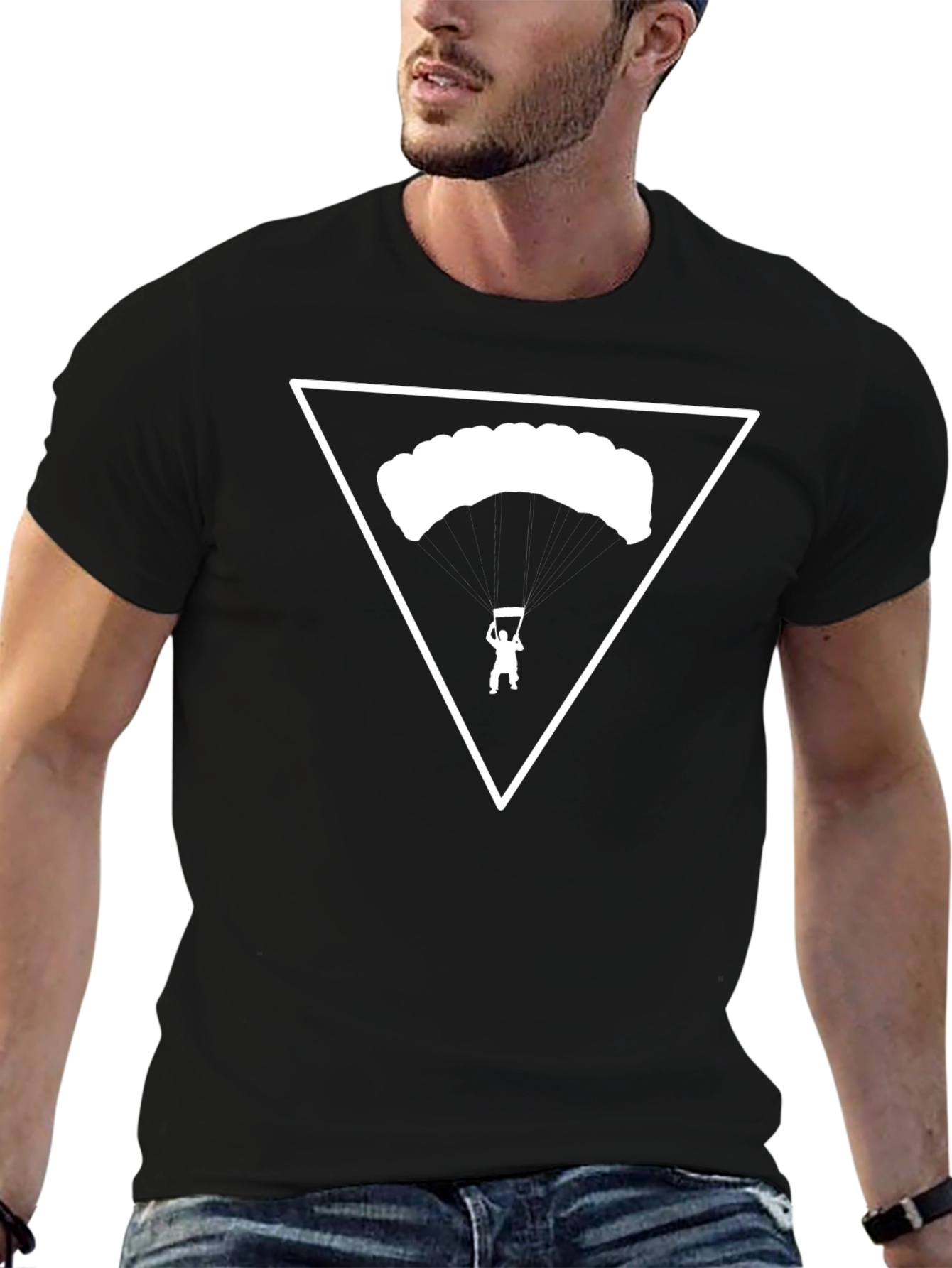 Parachute Triangle Graphic Tee - Stylish Cotton T-Shirt