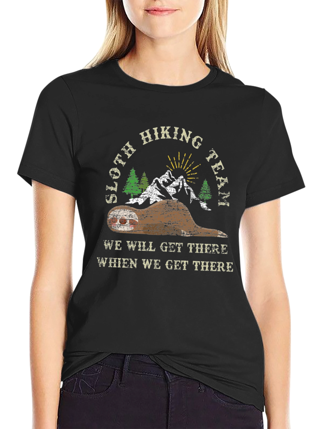 Sloth Hiking Team Black T-Shirt
