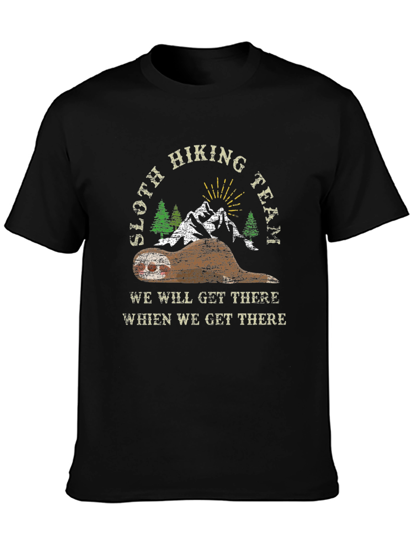 Sloth Hiking Team Black T-Shirt
