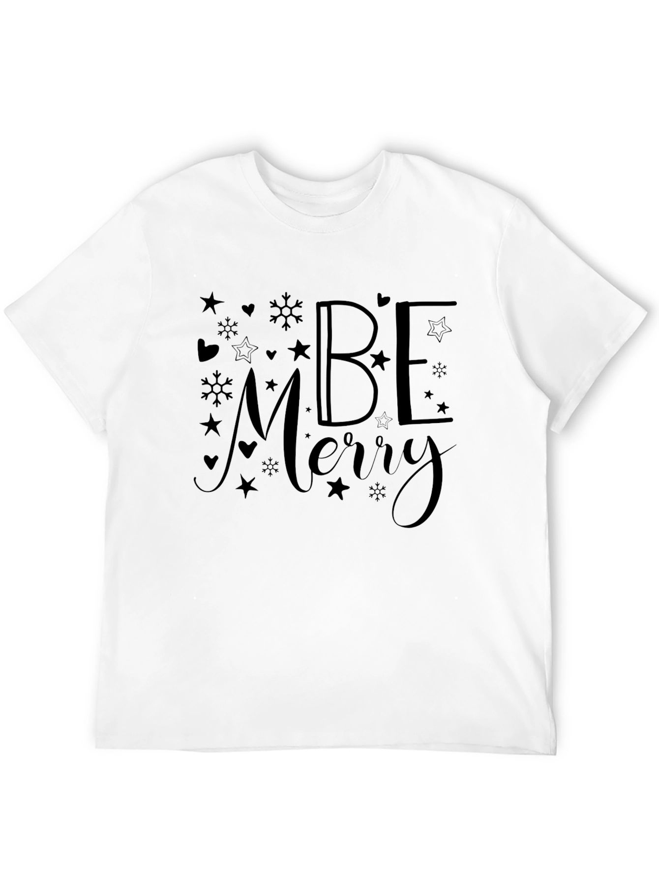 Be Merry Graphic Tee - Holiday Festive Shirt