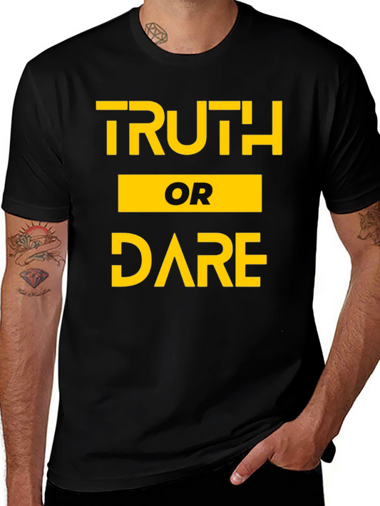 Truth or Dare Graphic Tee - Black Cotton T-Shirt