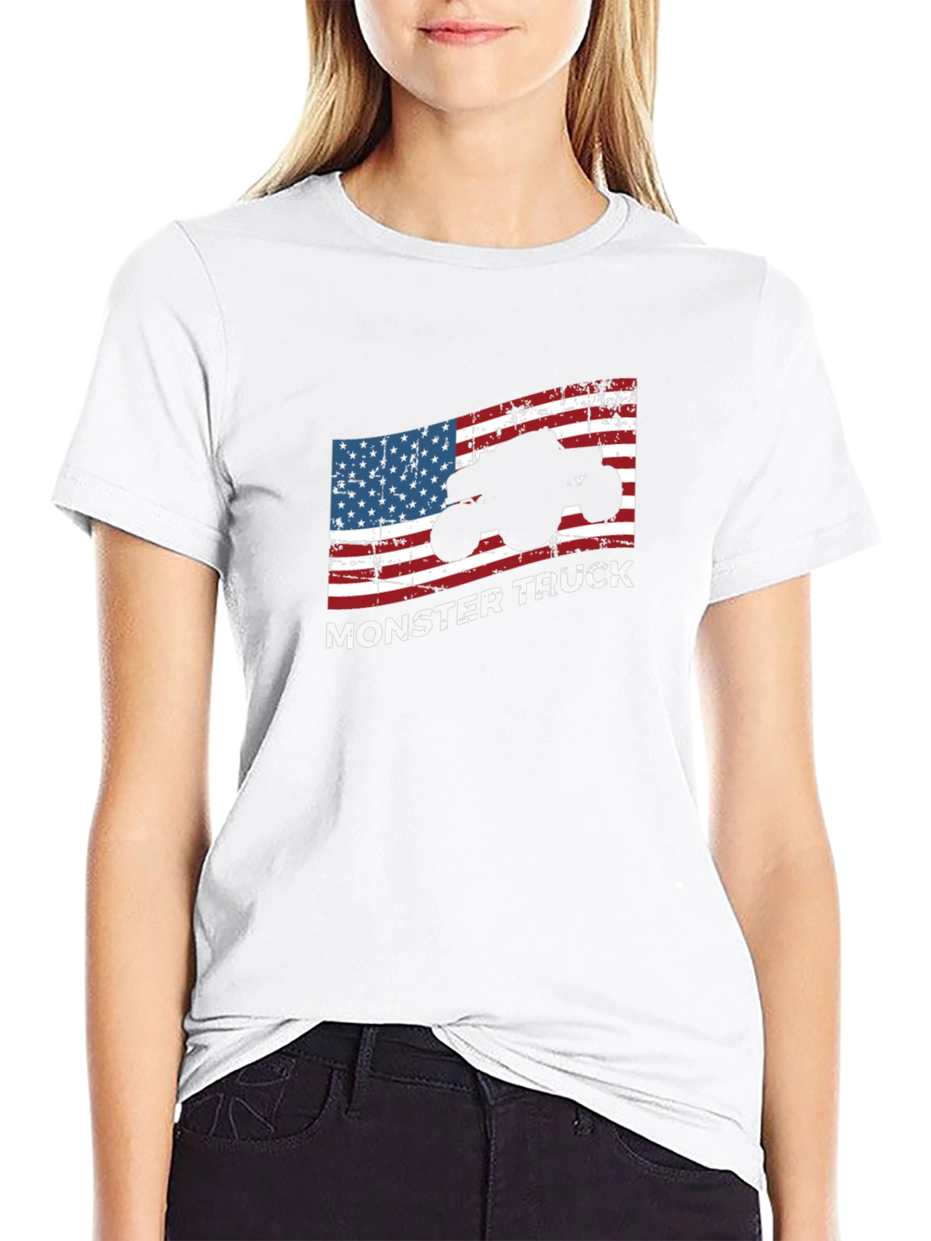 Monster Truck American Flag Graphic T-Shirt