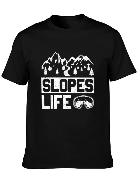 Slopes Life Graphic Tee - Black Cotton T-Shirt