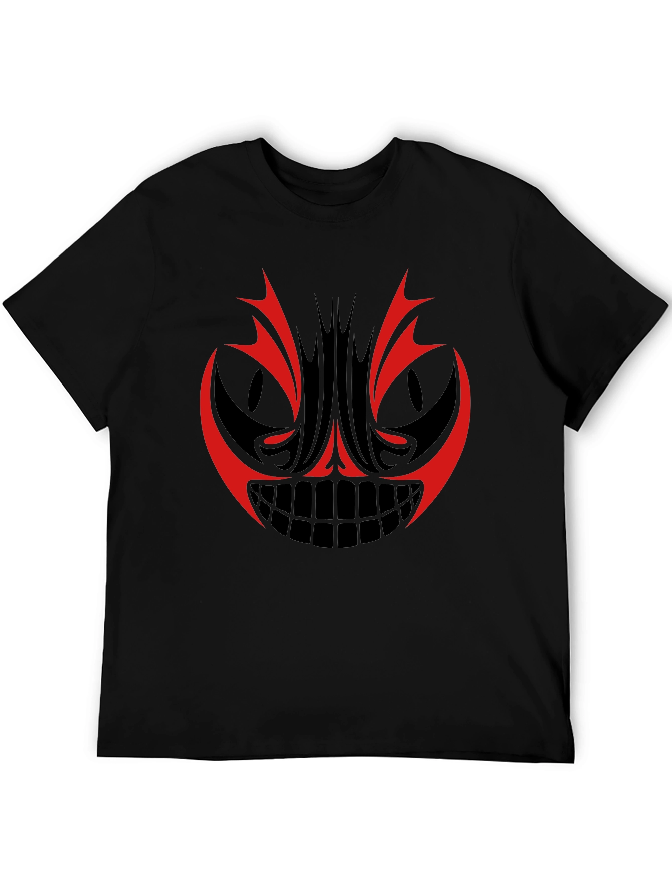 Mens Graphic Tee - Red & Black Tribal Face