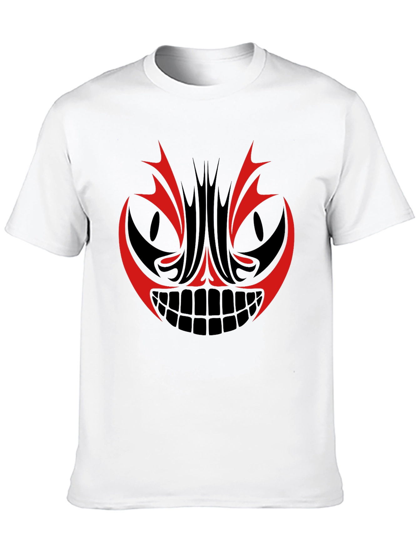 Mens Graphic Tee - Red & Black Tribal Face