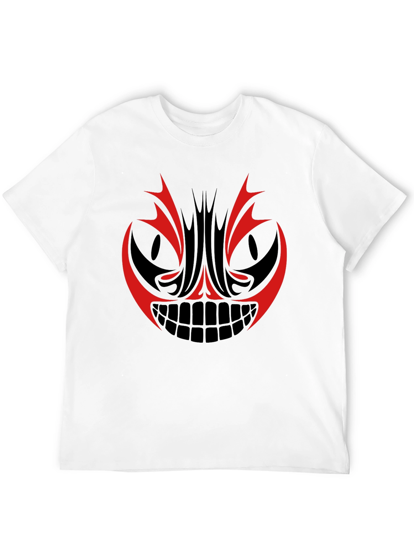 Mens Graphic Tee - Red & Black Tribal Face