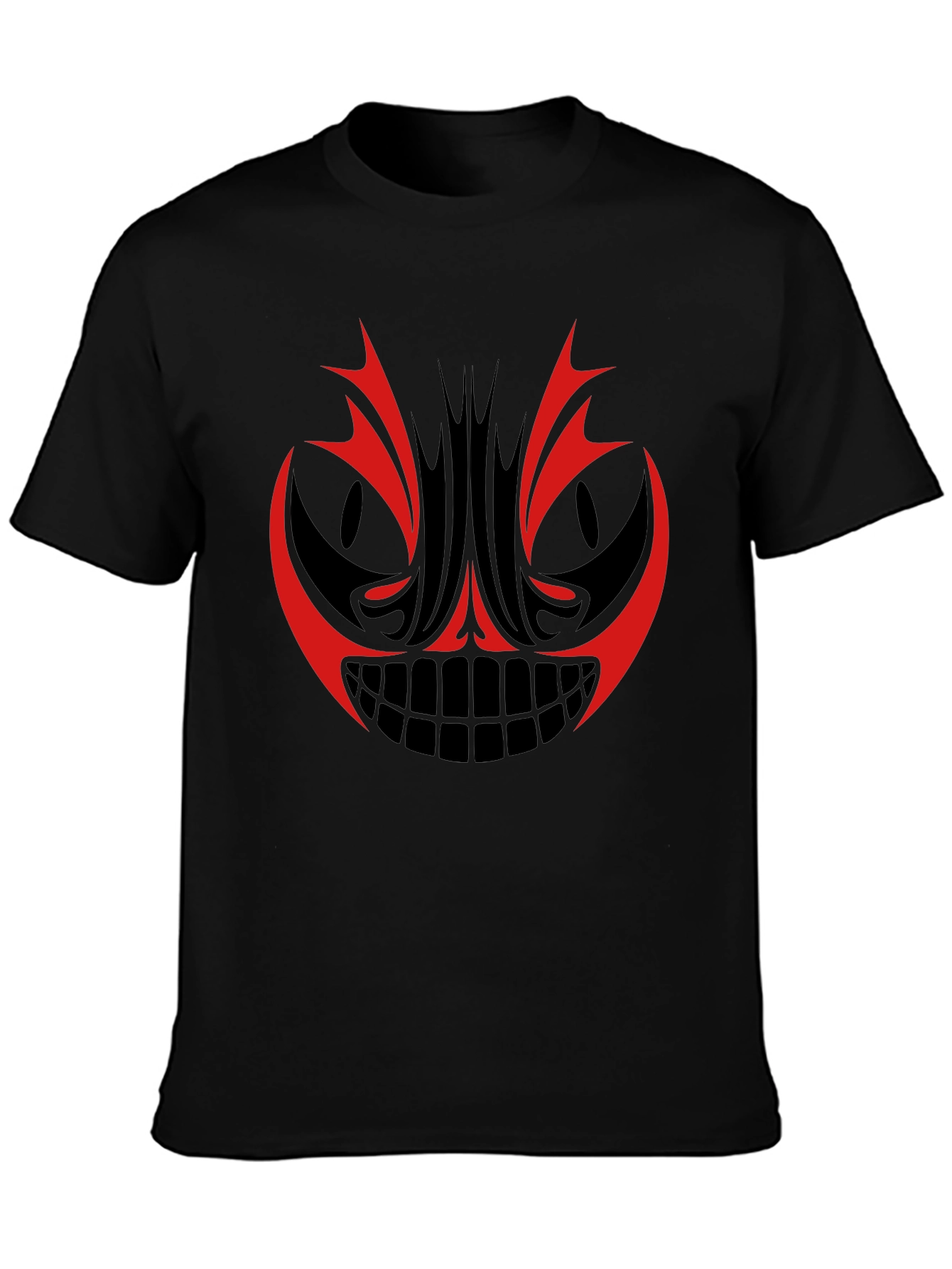 Mens Graphic Tee - Red & Black Tribal Face