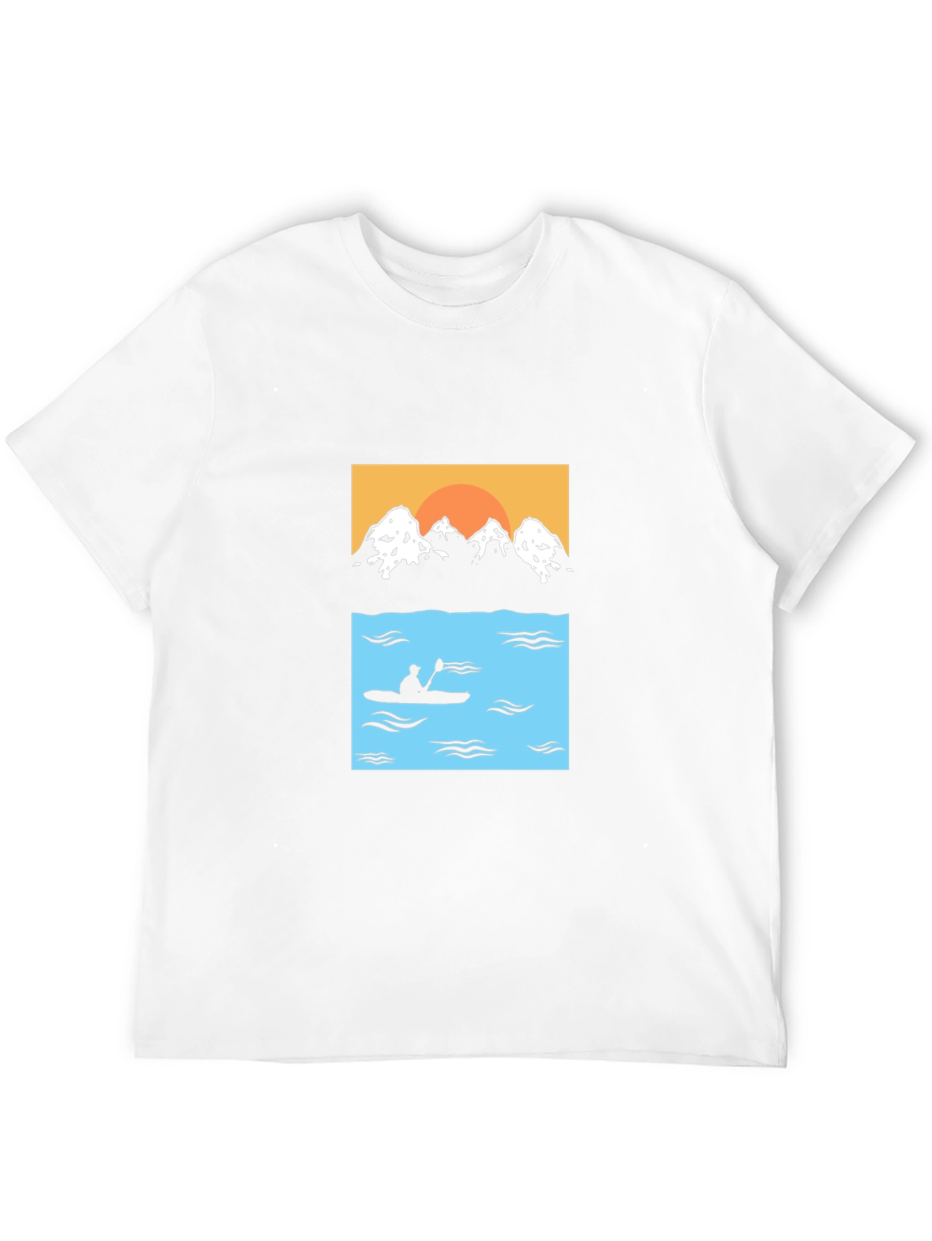Mountain & Kayak Graphic Tee - Black Cotton