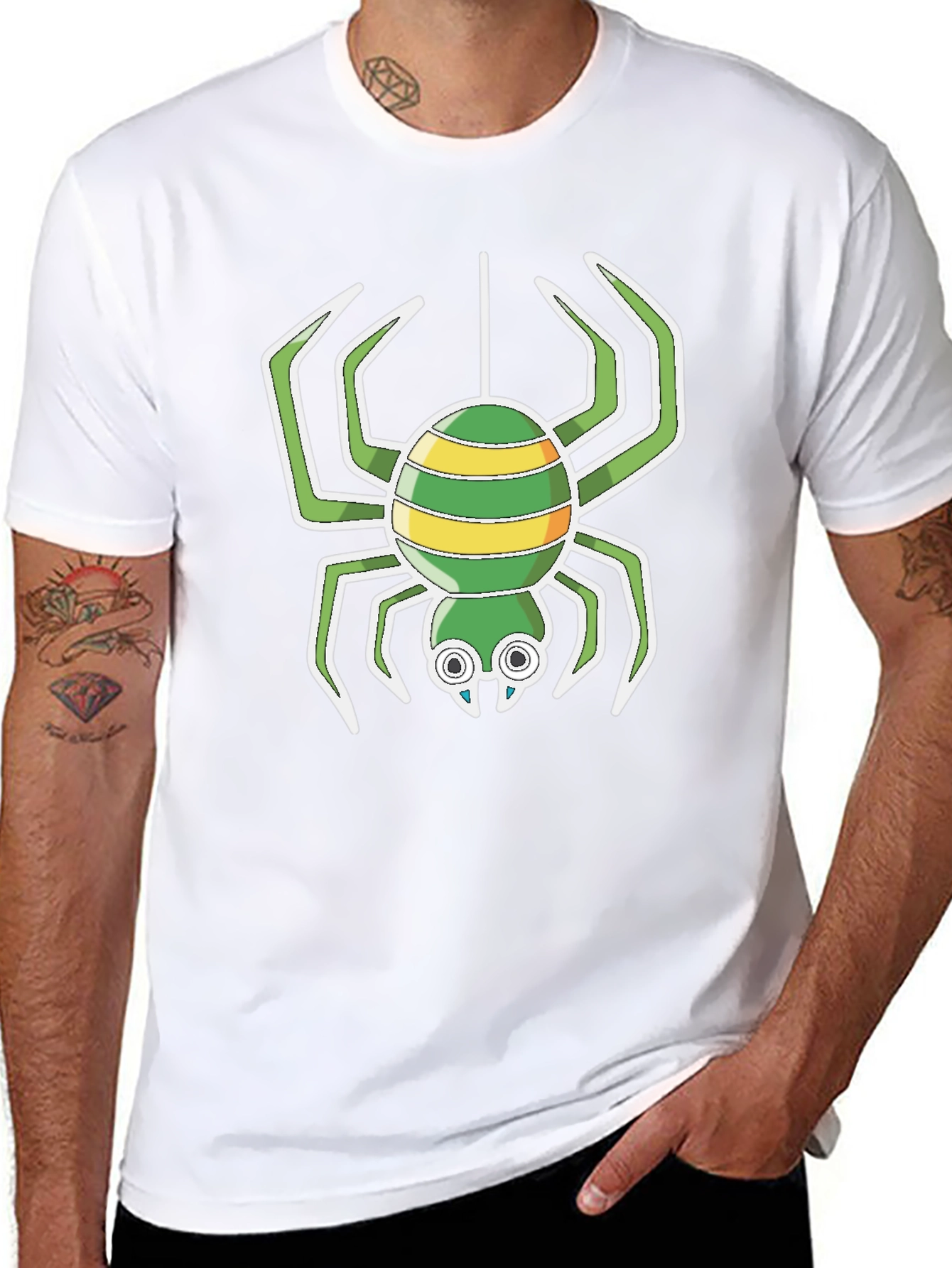 Cartoon Spider Graphic T-Shirt - Black