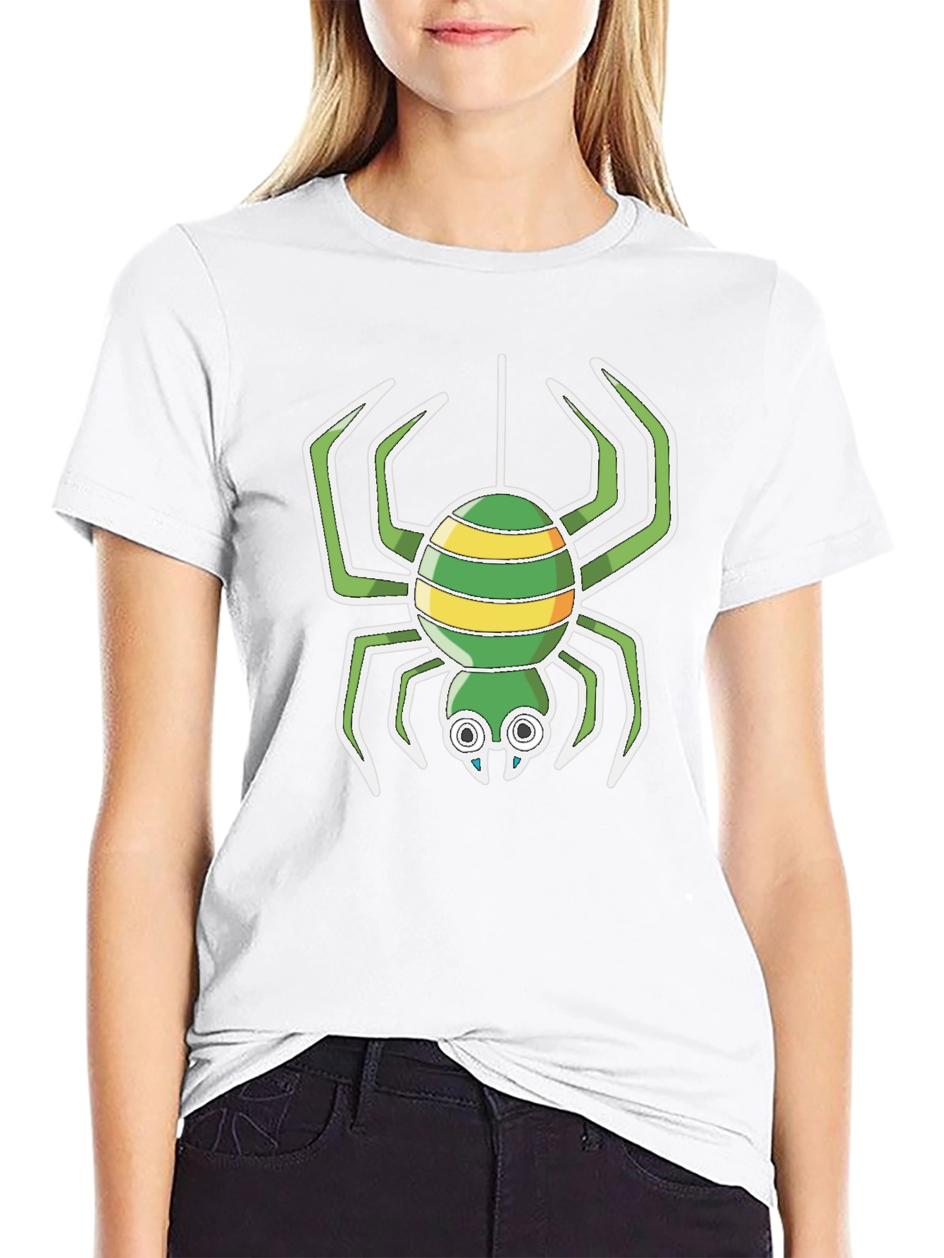 Cartoon Spider Graphic T-Shirt - Black
