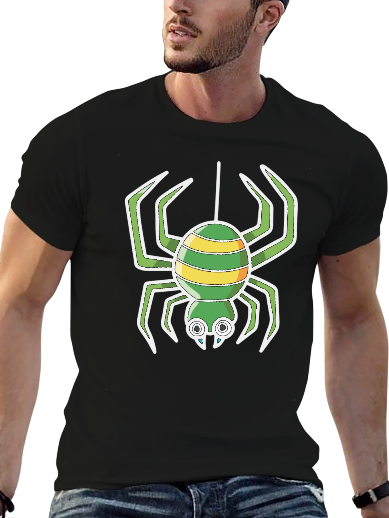 Cartoon Spider Graphic T-Shirt - Black