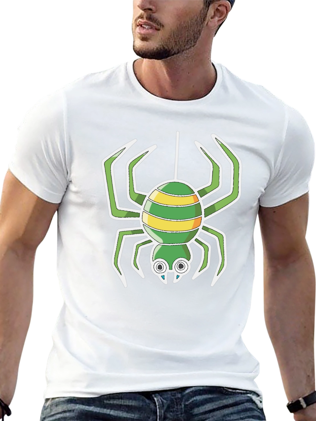 Cartoon Spider Graphic T-Shirt - Black