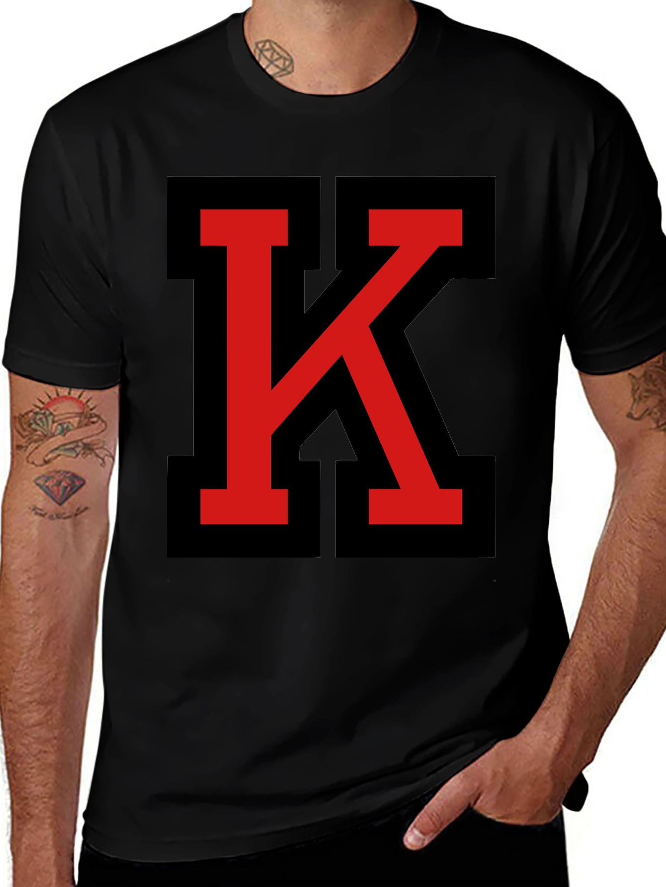 Bold Initial K Graphic Tee - Black