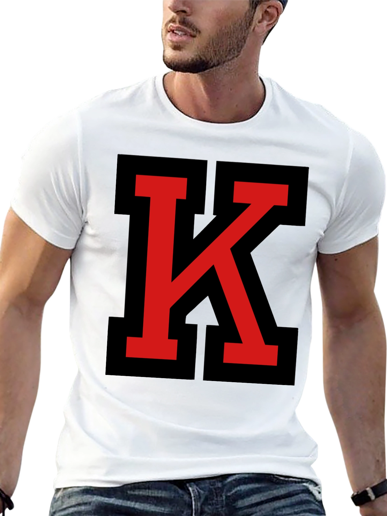 Bold Initial K Graphic Tee - Black