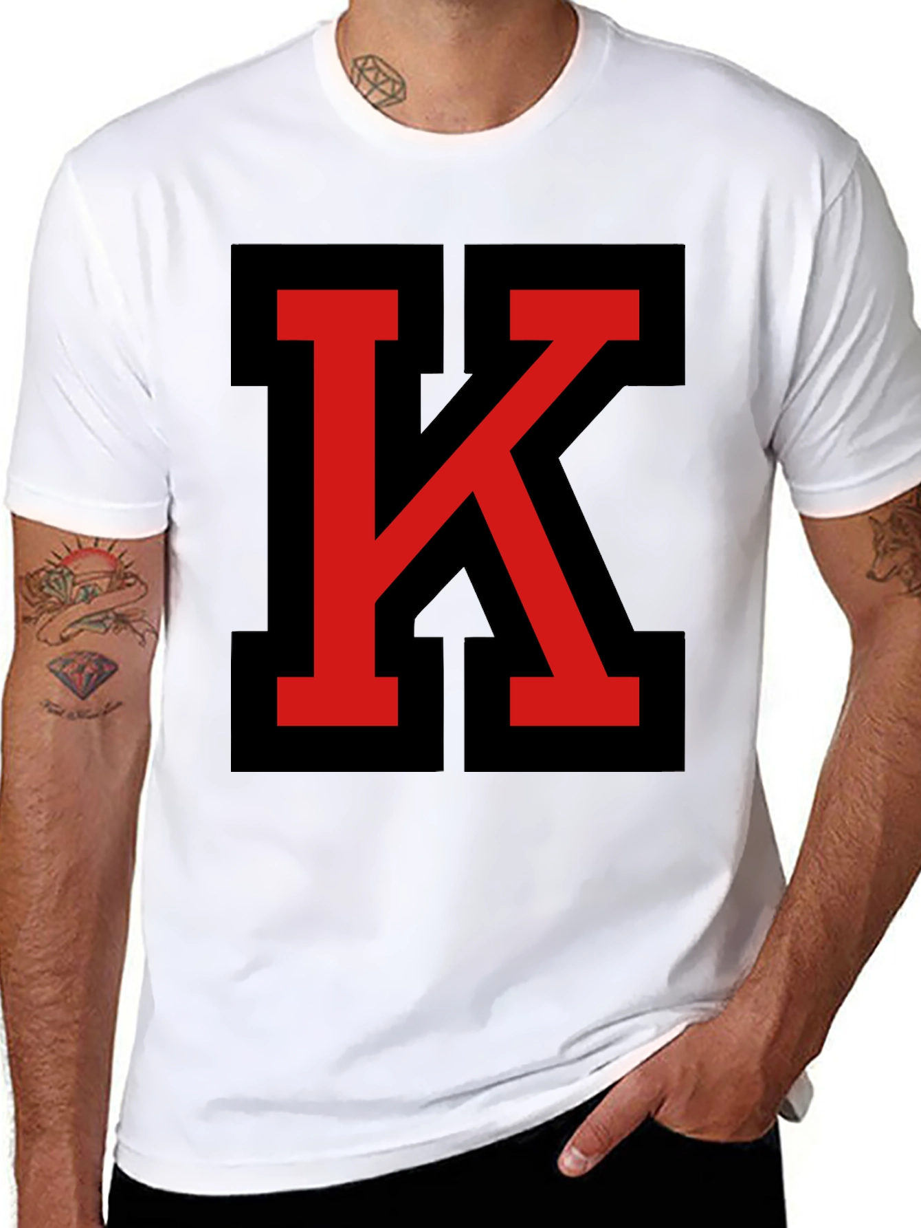 Bold Initial K Graphic Tee - Black