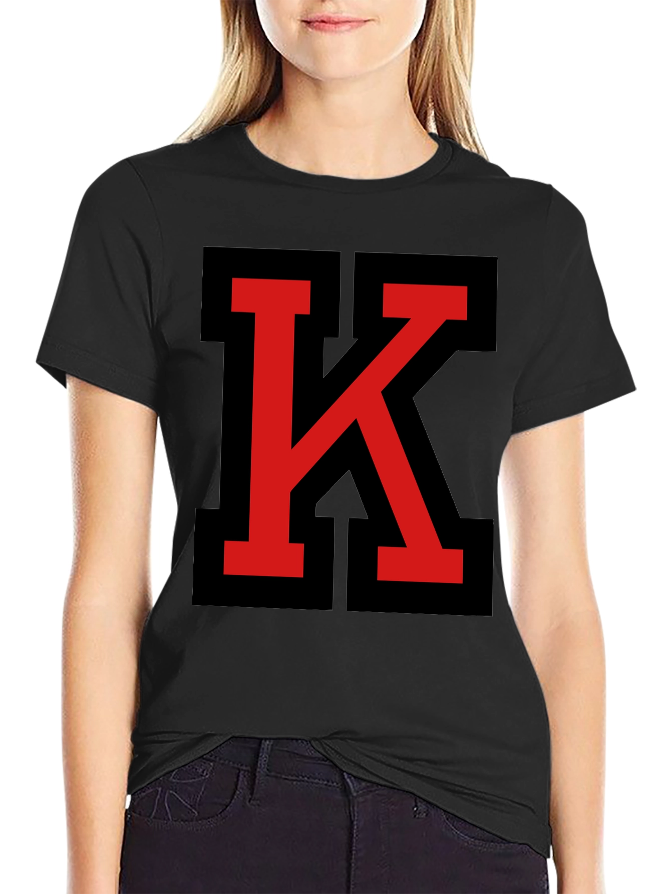 Bold Initial K Graphic Tee - Black