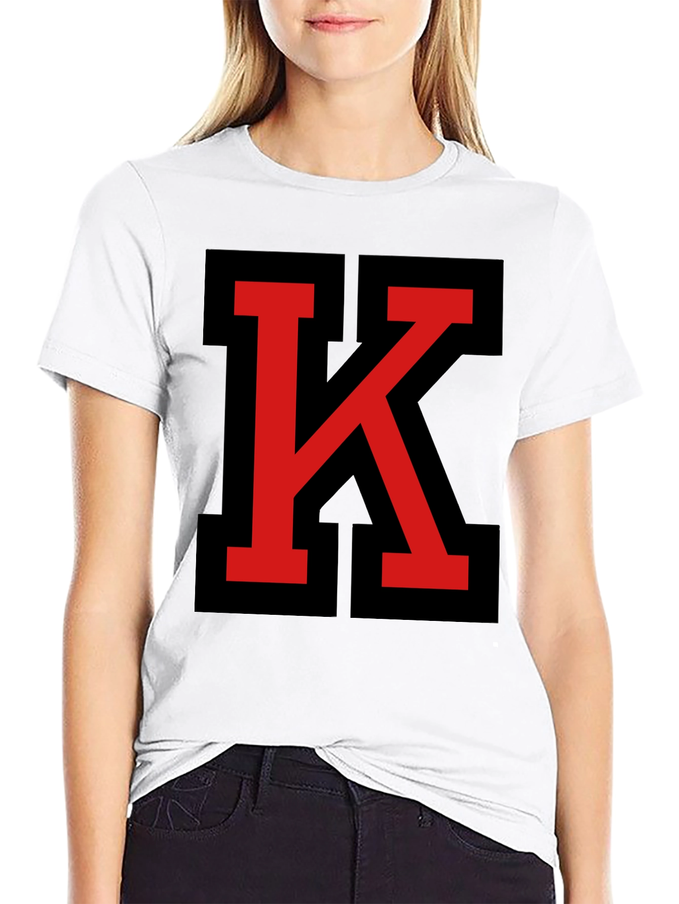 Bold Initial K Graphic Tee - Black