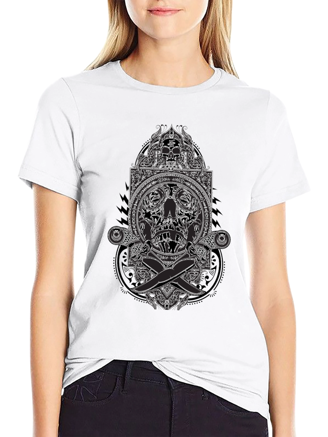 Skull & Swords Graphic Tee - Edgy Style