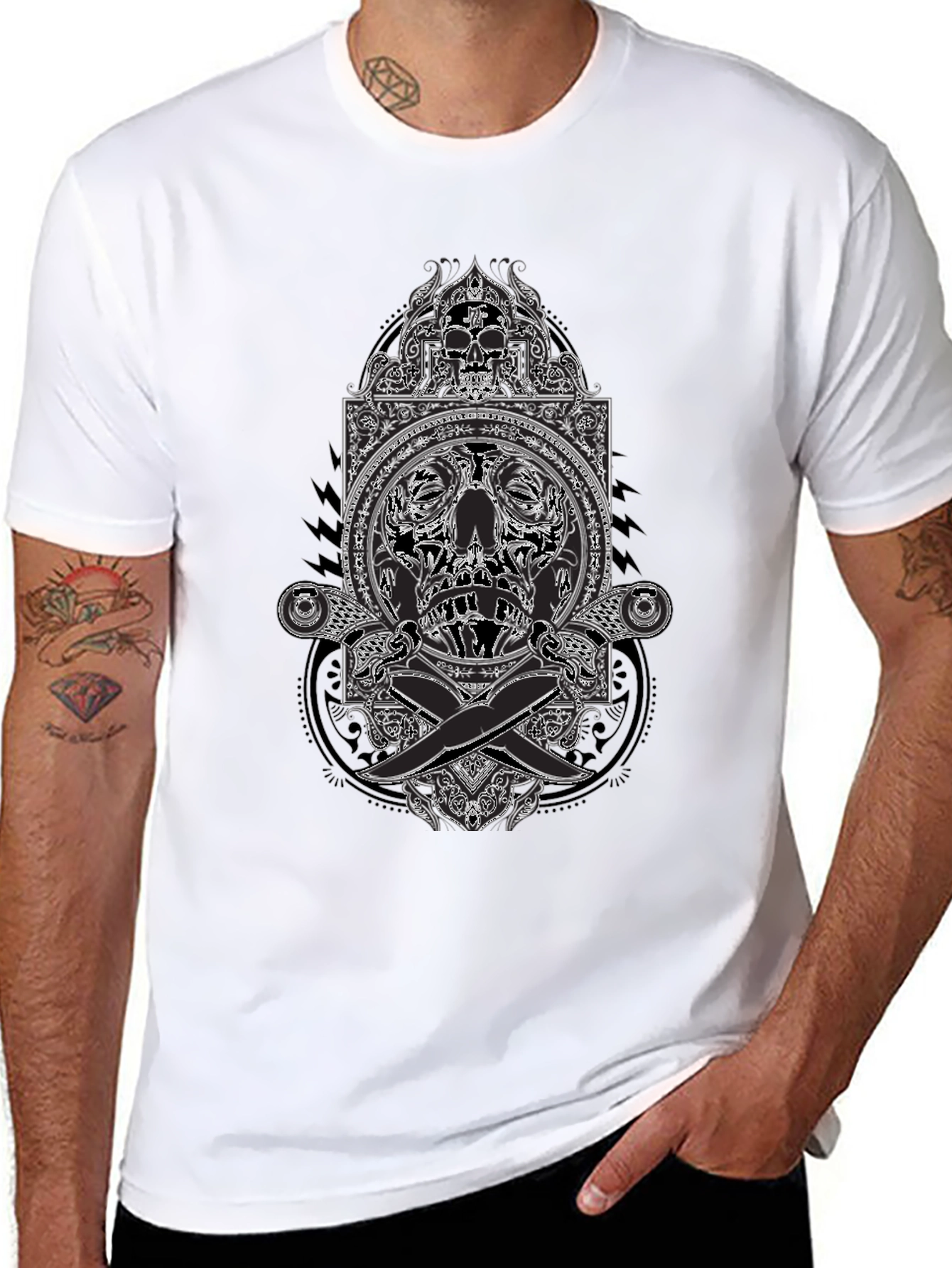 Skull & Swords Graphic Tee - Edgy Style